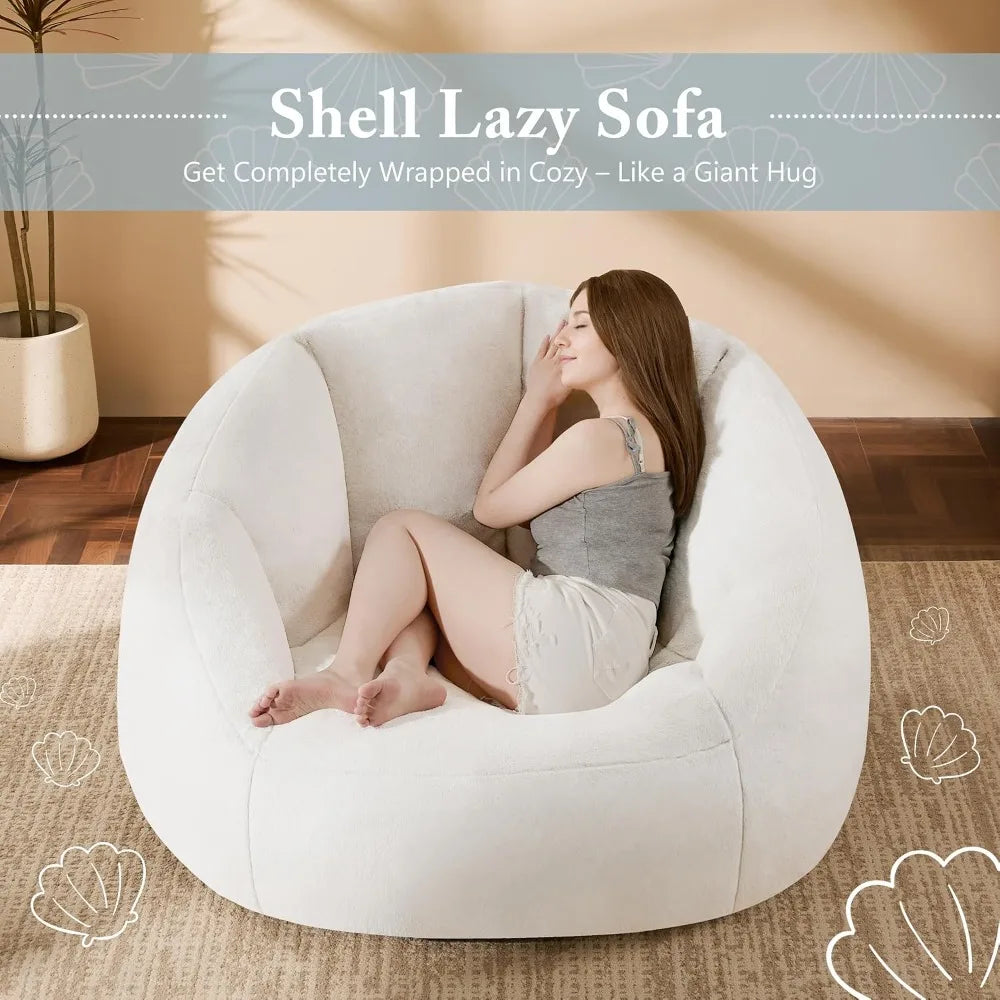 Swivel Giant Bean Bag Chair with Ottoman - Oversized
