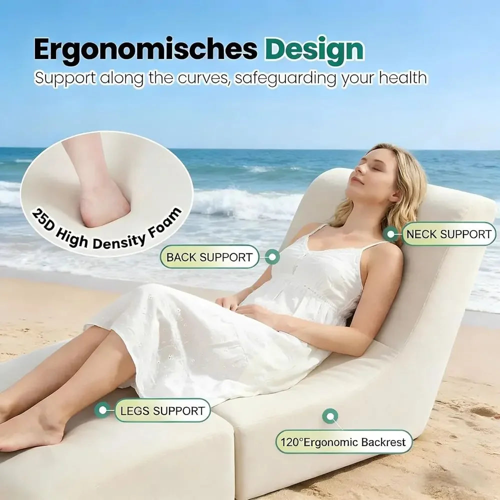 Bean Bag Chair Set o 2 Outdoor Patio Lounge Chair with Back Support