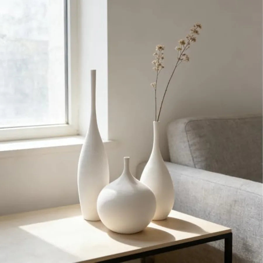 Ceramic Vases Set of 3, Modern Boho Vases