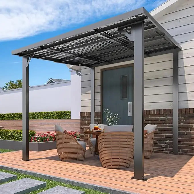 8' X 8' Outdoor Hardtop Grill Gazebo, Wall-Mounted