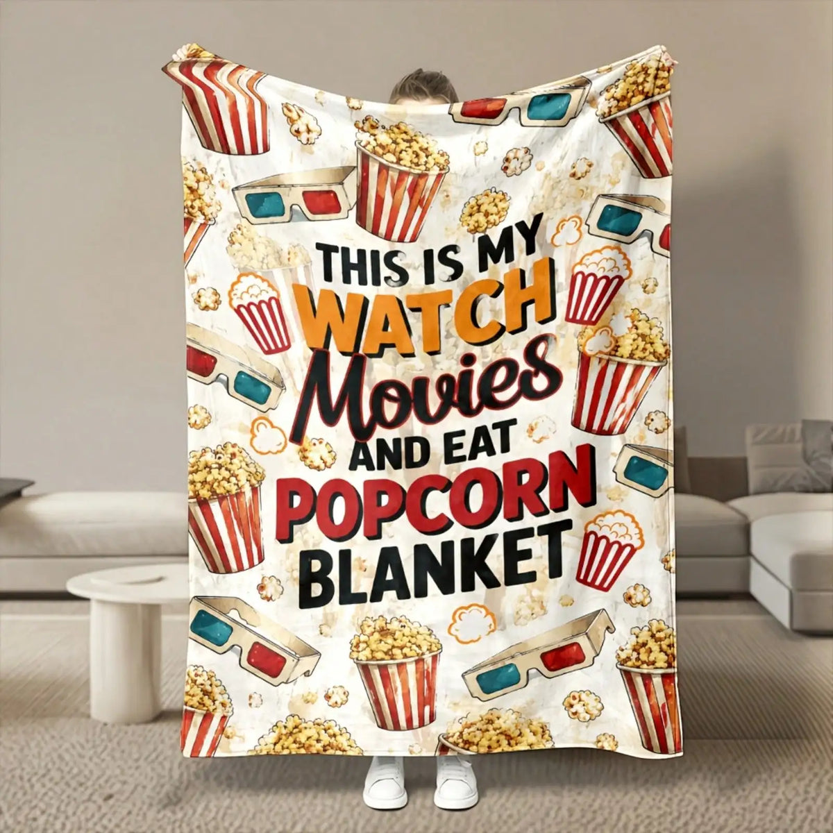 Movie Night Flannel Blankets & Throws Popcorn
