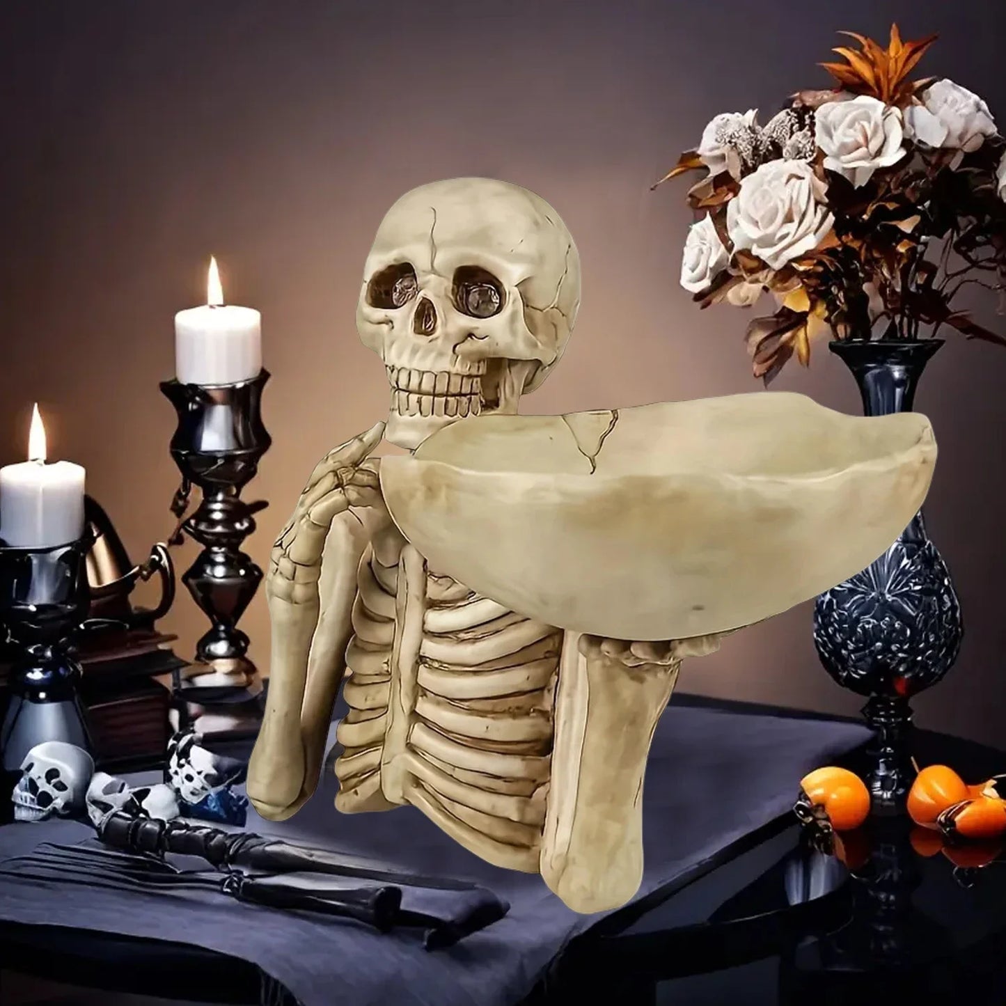 Resin Skull Storage Tray Ornament Skeleton