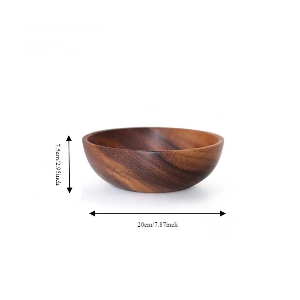 Natural Hand-Made Wooden Salad Bowl Acacia Wood