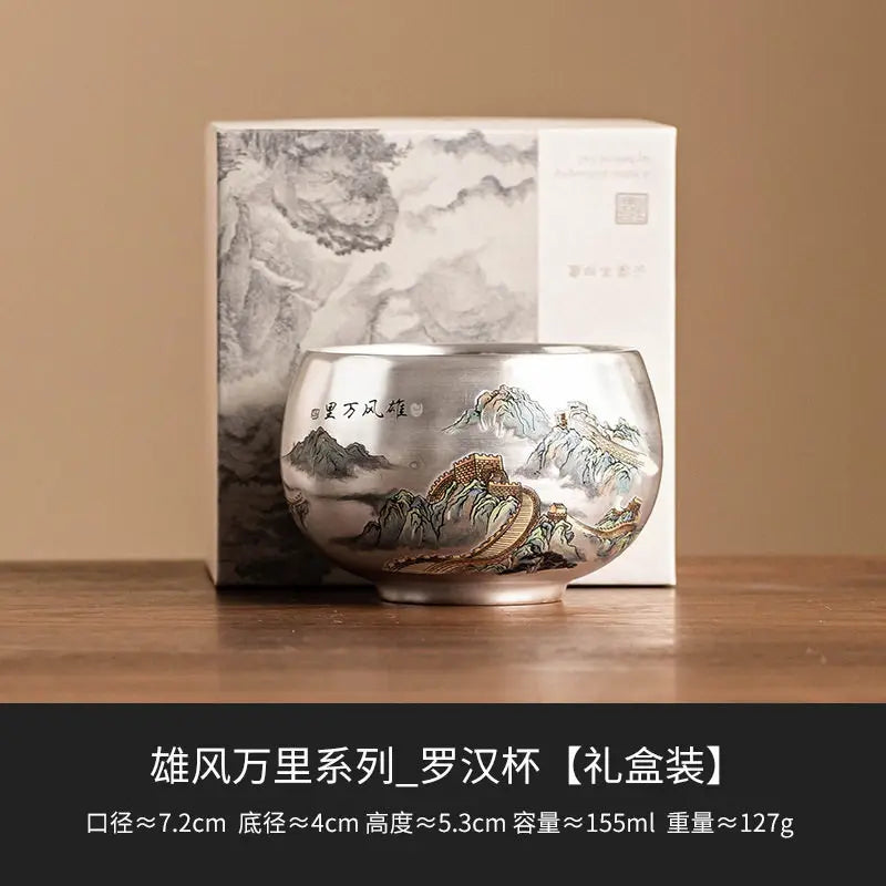 Silver Lined Ceramic Master Tea Cup,