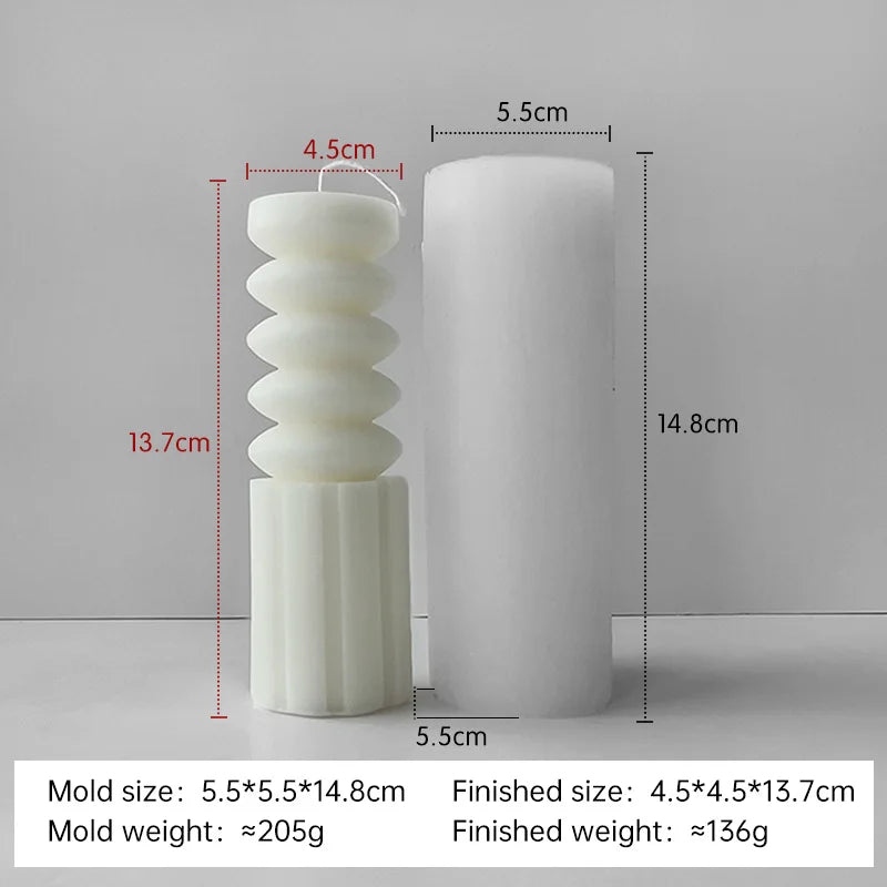 Striped Cylinder Aroma Candle Silicone Mold Soy Wax Candles Making Supplies