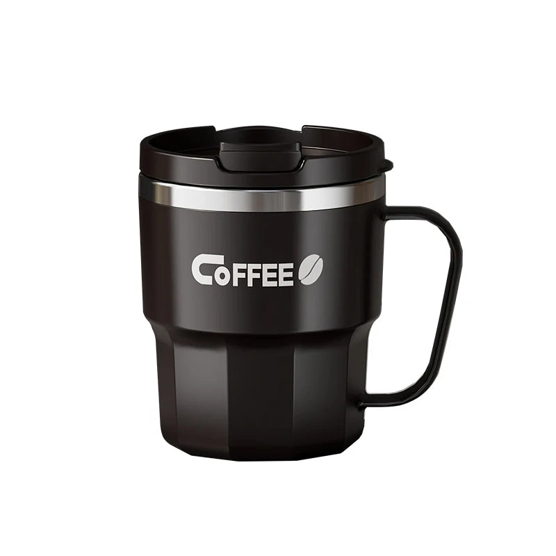 400ml Double Wall Insulated Coffee Mug Stainless Steel With Lid