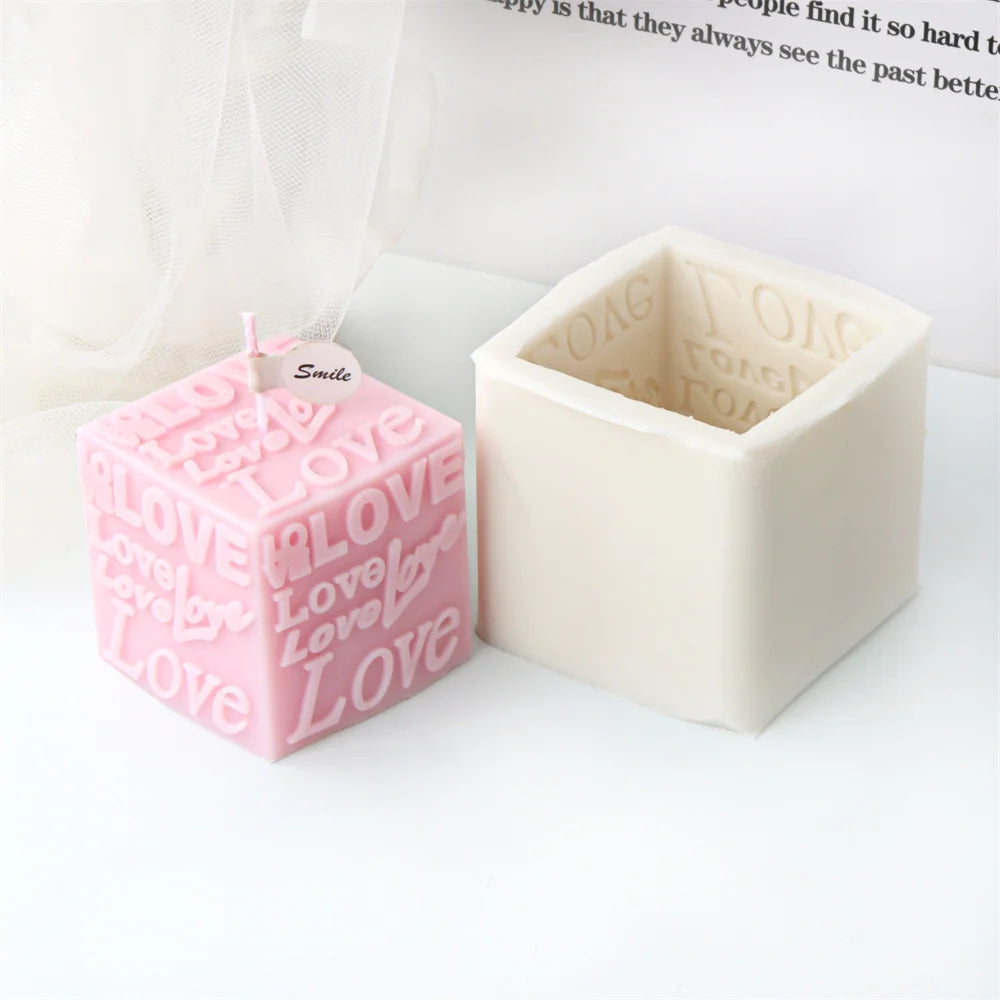 Cubic Love Letter Candle Molds Scented Craft Making Cube