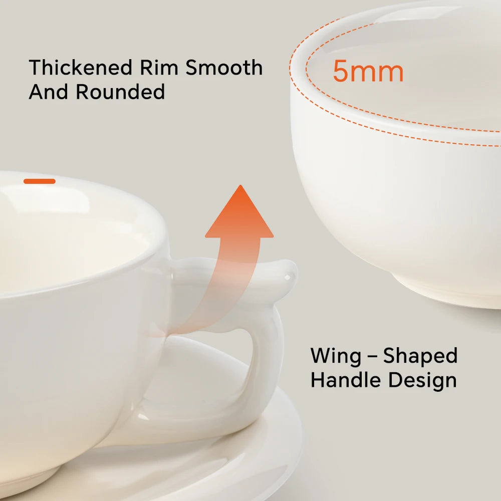 240ml Ceramic Latte Art Cup - Saucer  Cappuccino Cup