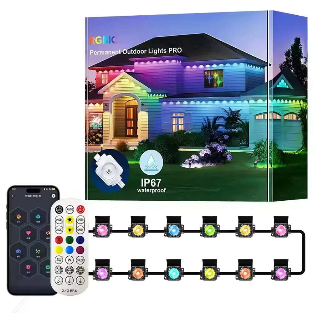 Smart Permanent Outdoor Lights Eaves Lights IP67 Waterproof Light String