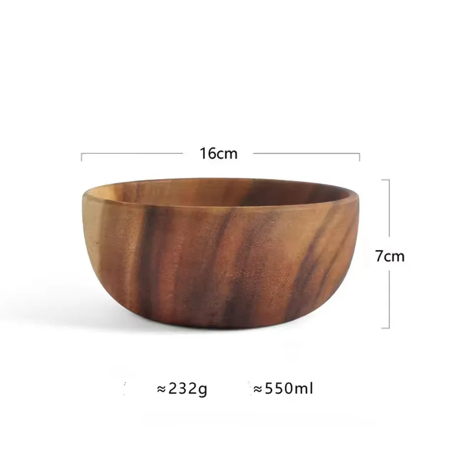 Salad Bowl Home Decor Bowl Solid Acacia Wood Basin Large