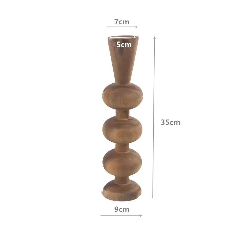 Handcrafted Walnut Wood Carbonized Steel Candlestick Black Small & Large