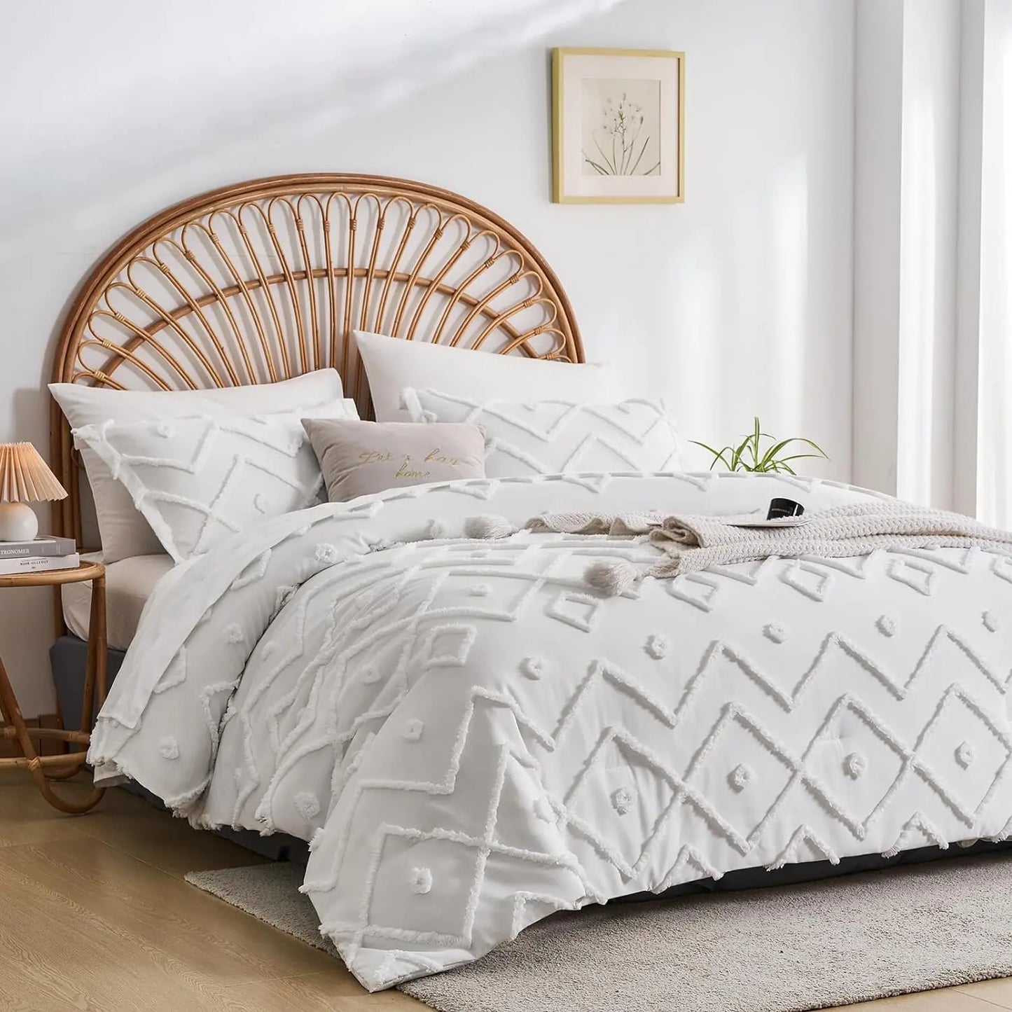 7 Pcs solid color tufted quilt set, microfiber soft and lightweight