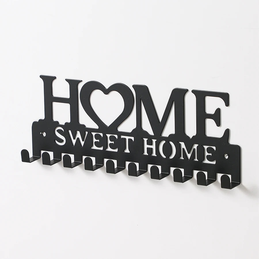 1pc Black Key Holder Wall Mounted Storage Rack