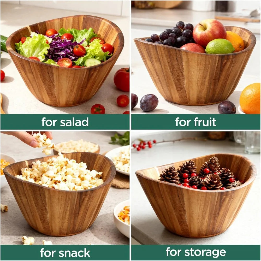 12" Acacia Wood Serving Bowl -