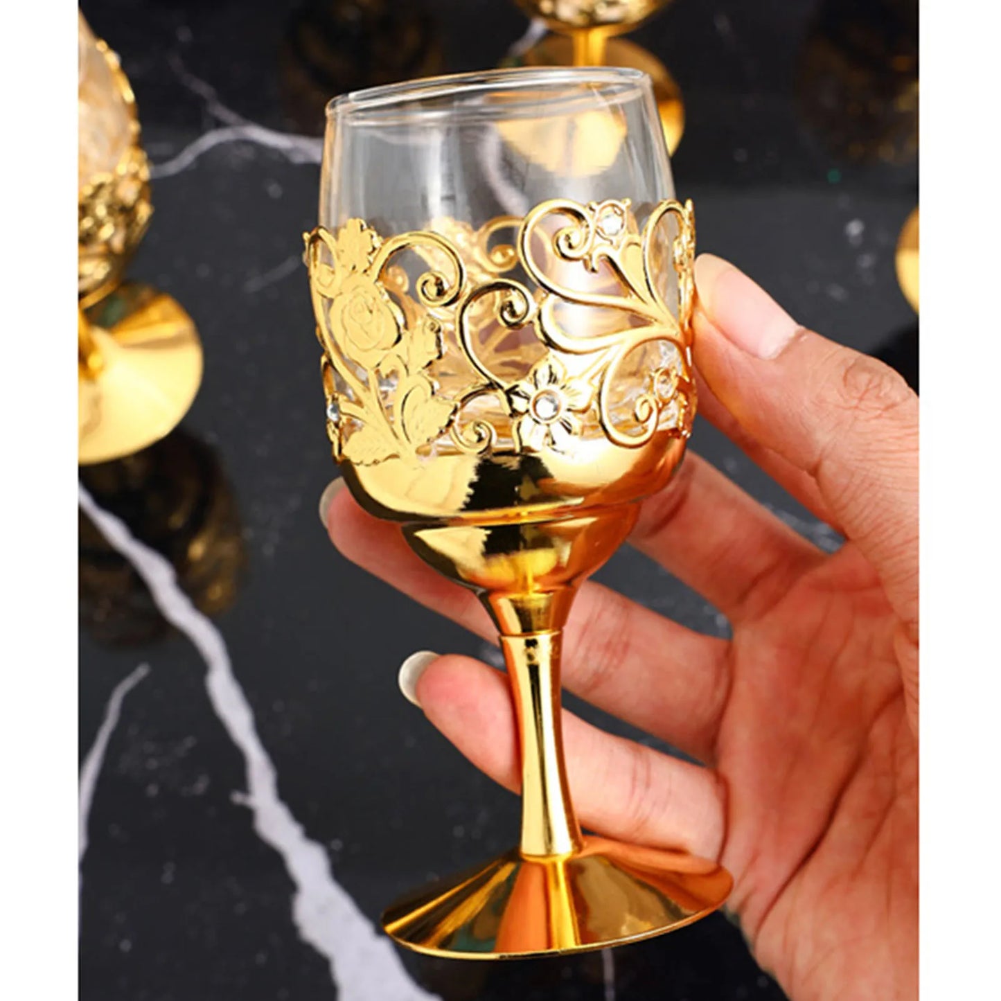 European Style Wine Goblets Metal Glass Liquor Cups