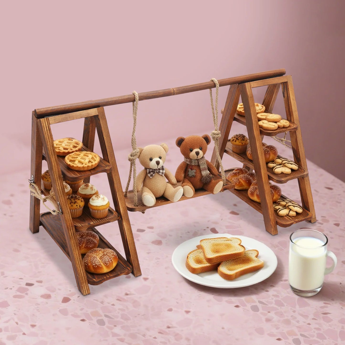 3-Tier Wooden Serving Stand Tray