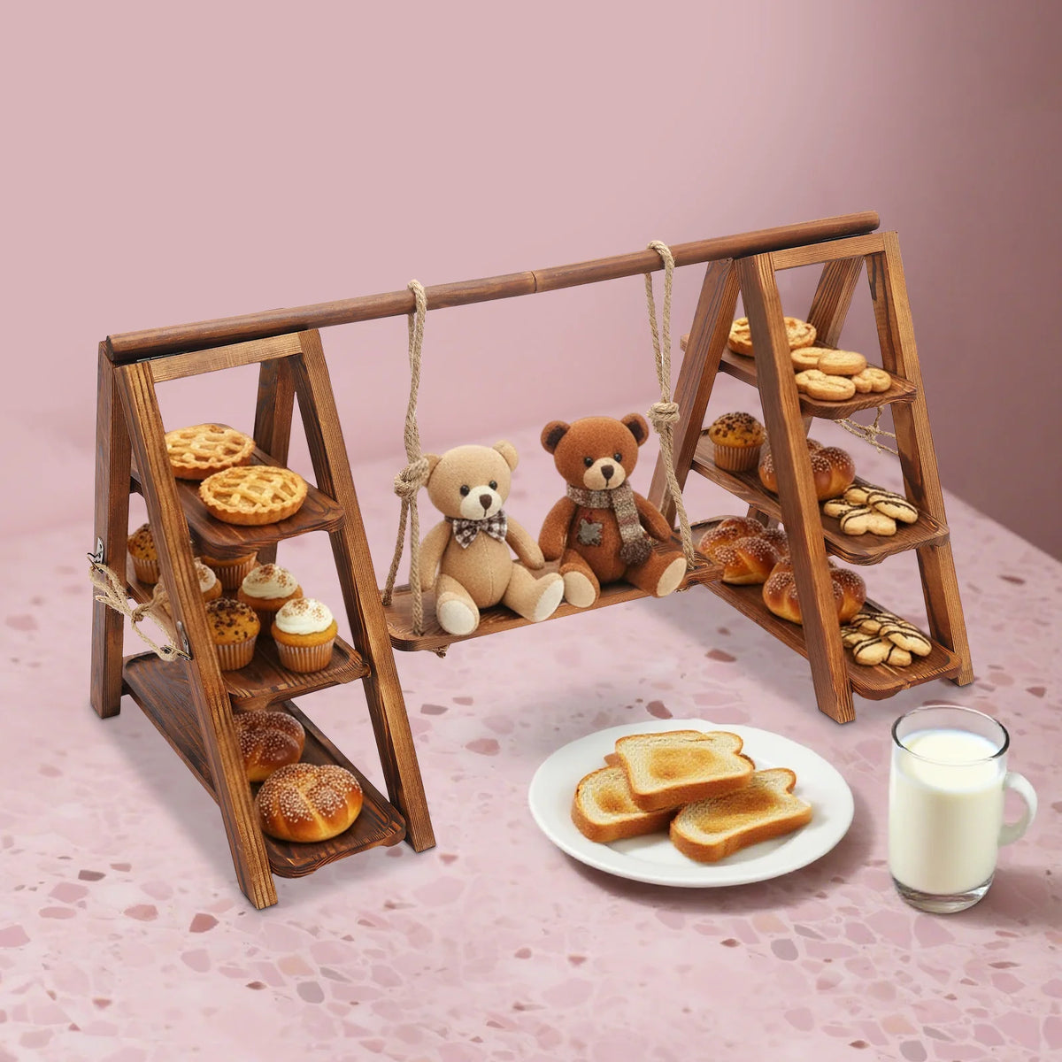 3-Tier Wooden Cake Stand Tray,