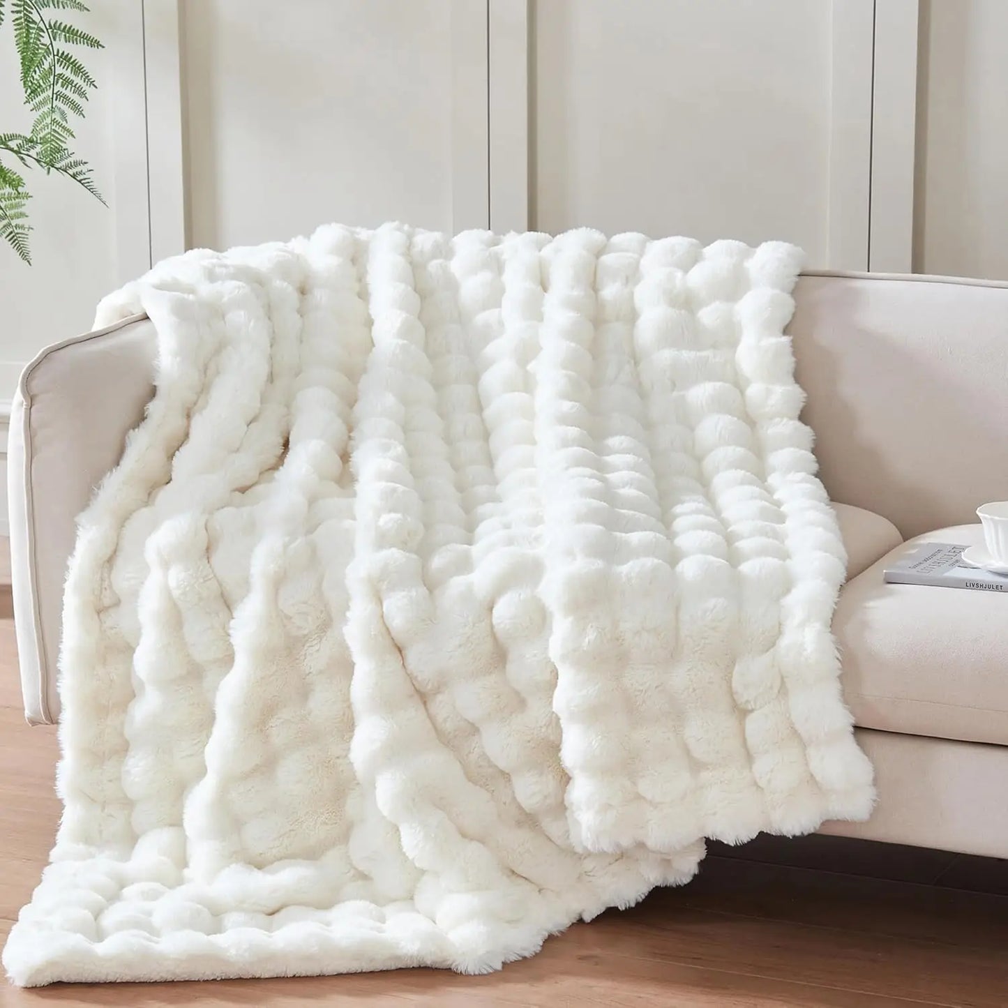 Faux Fur Throw Blanket Tie-Dye Khak- Super Soft & Cozy 6LBS