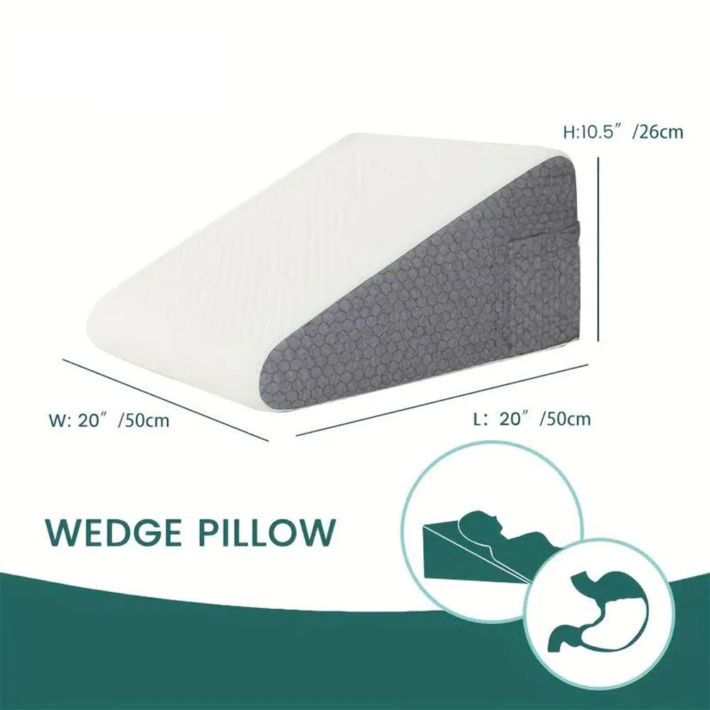 Bed Wedge Pillow for Sleeping, Soft Memory Foam Top