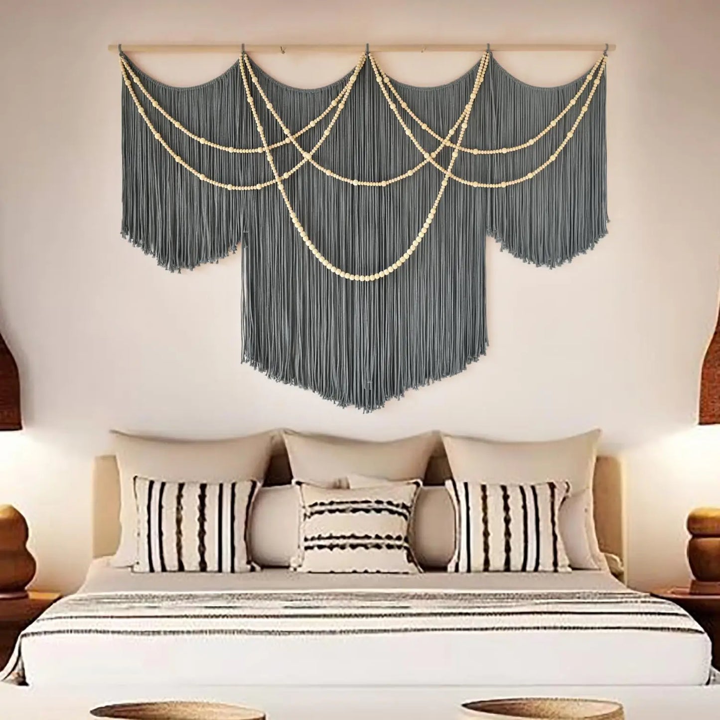 Flber Macrame Wall Hanging Extra Large Dip-Dyed Coastal Tapestry 57" W x 35" L