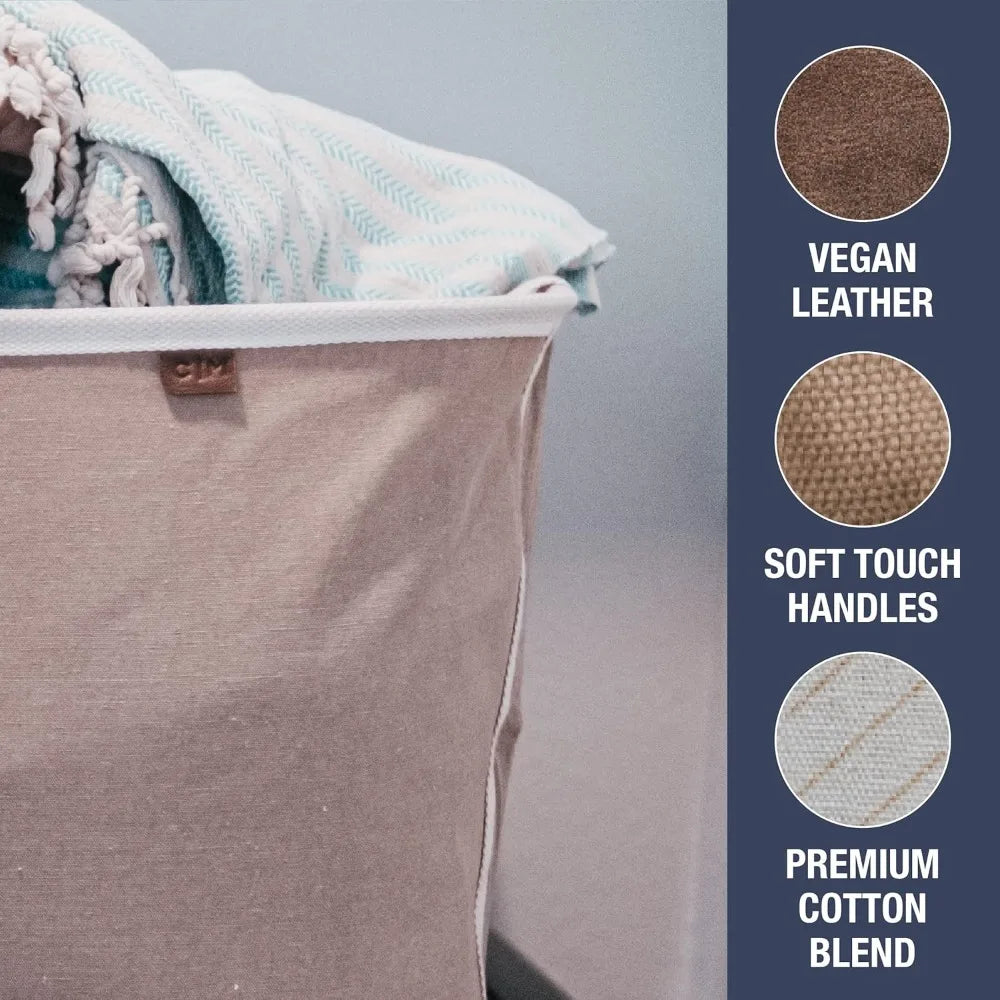 Collapsible Laundry Basket Hamper - LUXE Cream 2Pack 60L