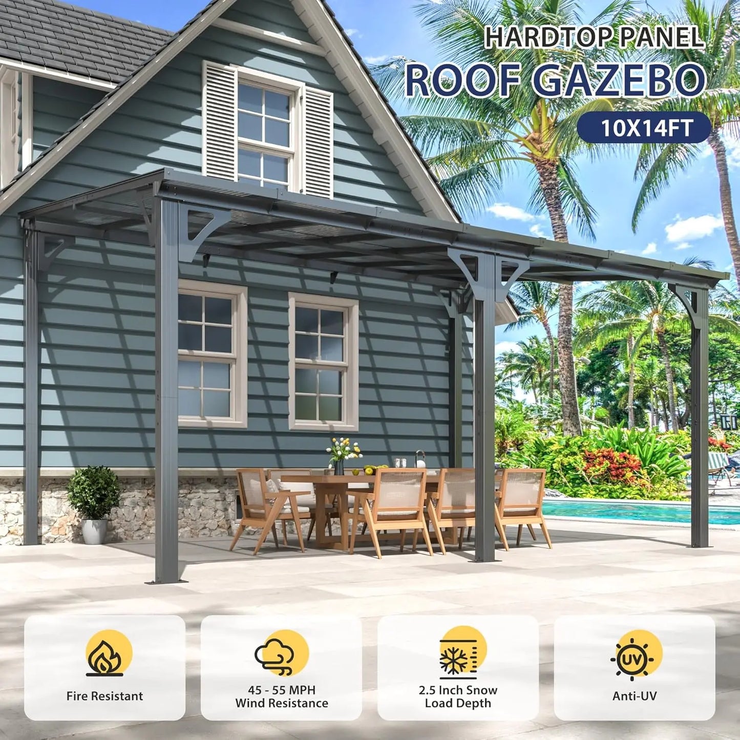 10x14 FT Lean To Gazebo, Pergolas and Gazebos