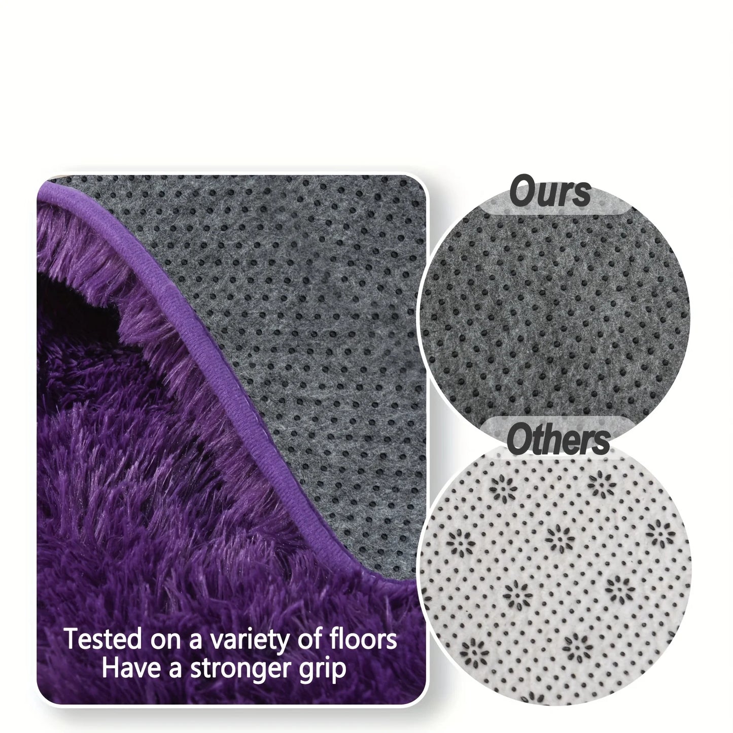 Purple Soft Shaggy Non-Slip Rugs Luxury Plush Carpet with 4 Rug Stickers