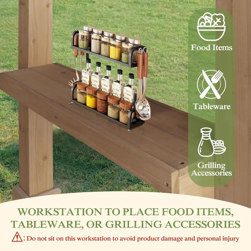 6’x13’ BBQ Grill Gazebo Shelter with Galvanized Steel Roof