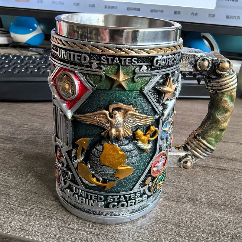 Army Military Beer Mug Resin Stainless Steel