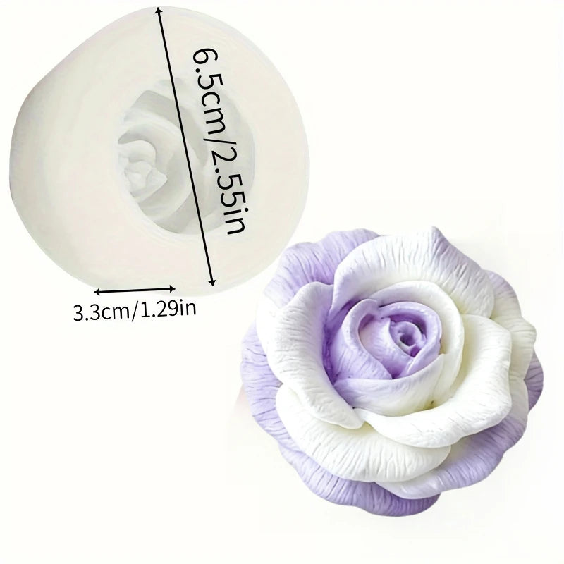 1 Piece 3D Elegant Rose Silicone Mold - Reusable Flexible Mold for Candles, Resin Art, Handmade Soap and Clay Making