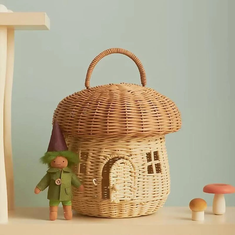 Rattan Woven Mushroom Shaped Basket