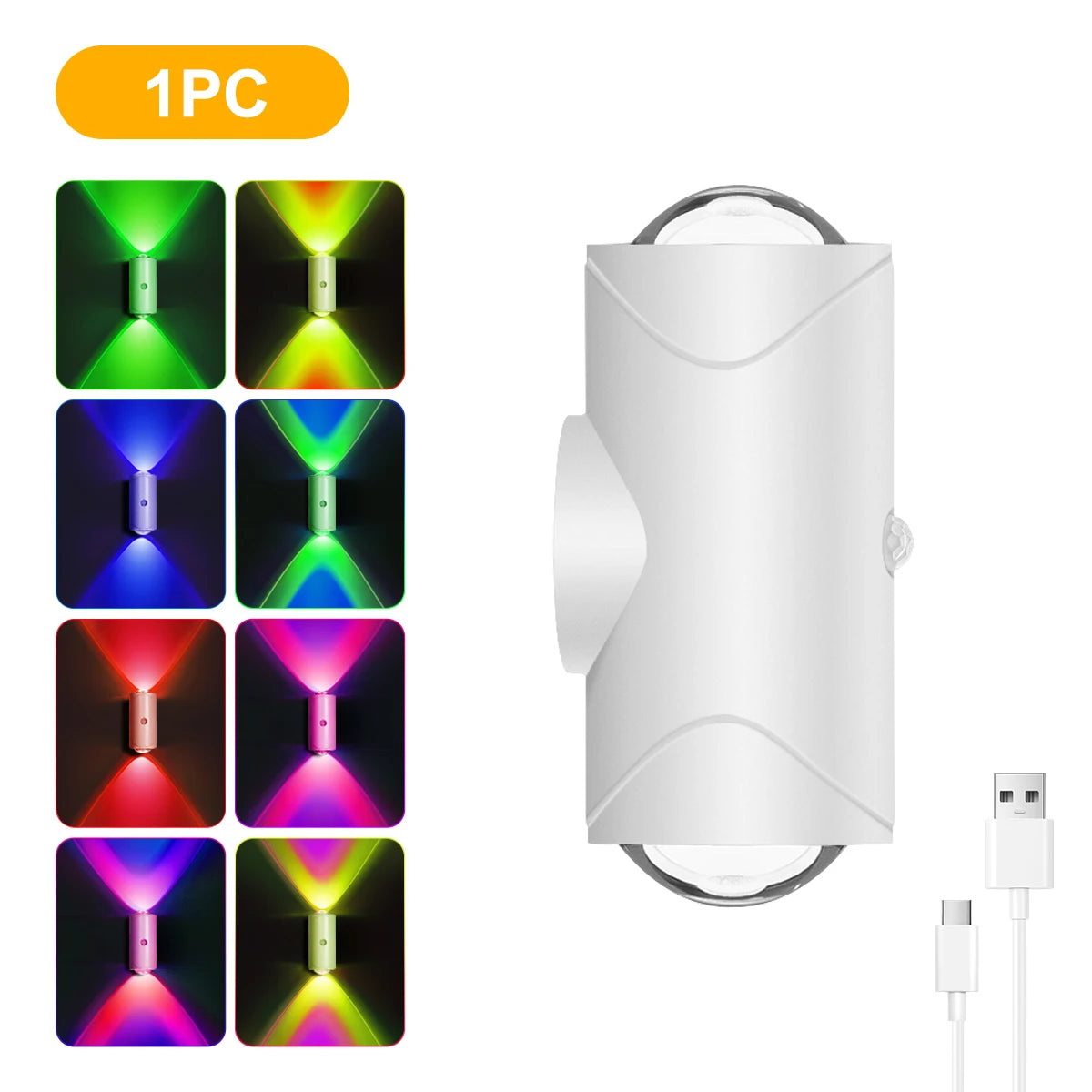 LED Motion Sensor Lights, 3 Modes, 8 Lighting Colors, USB
