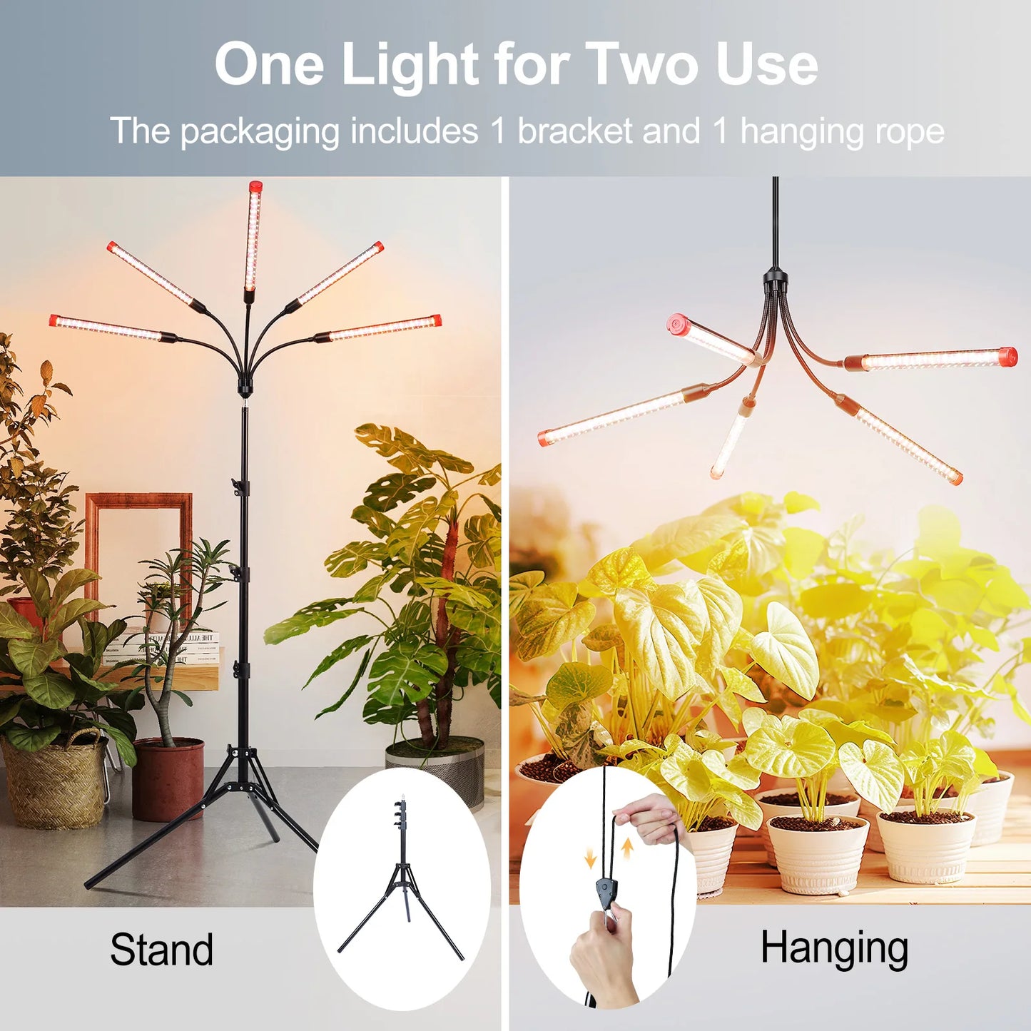 ! 45W, NOT 15W, , 5Head Stand Grow Lights