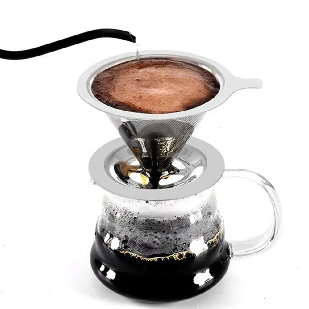 Reusable Coffee Filter Holder Double Layer Stainless Steel Strainer