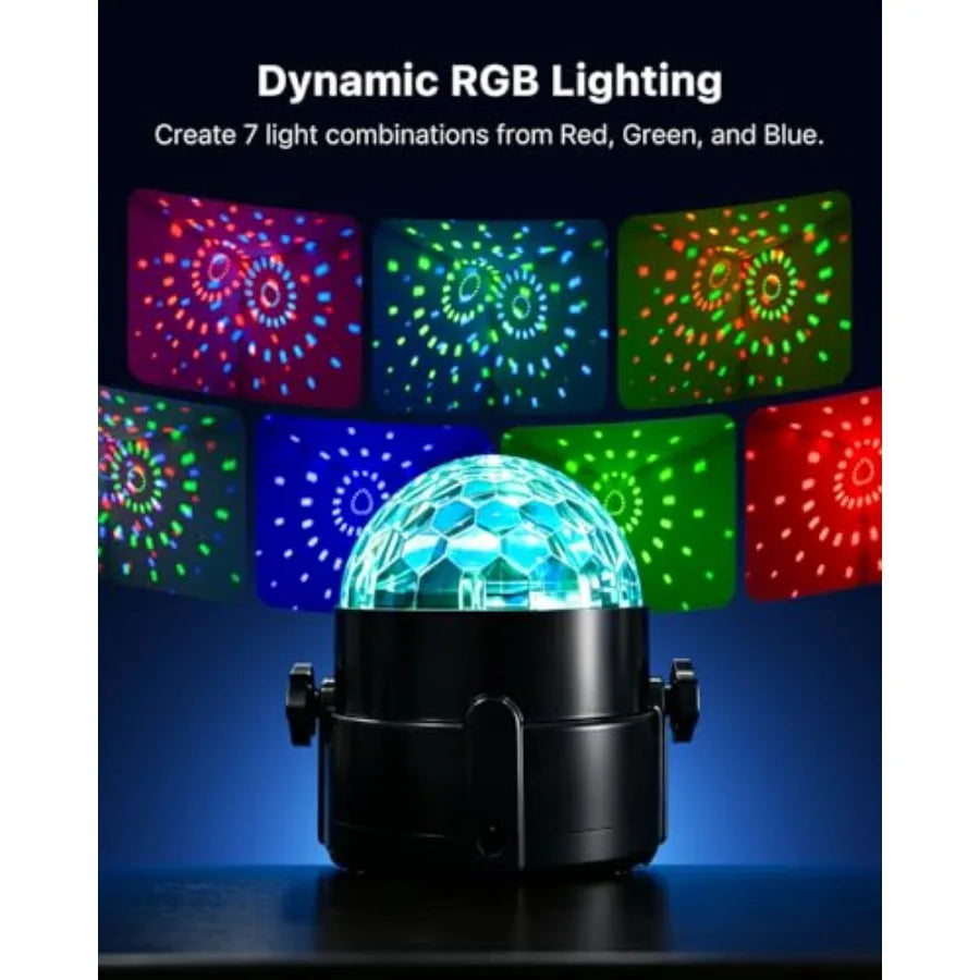 3 Pack RGB Disco Ball Lights with Sound Activation and 4.9ft Type C Cable