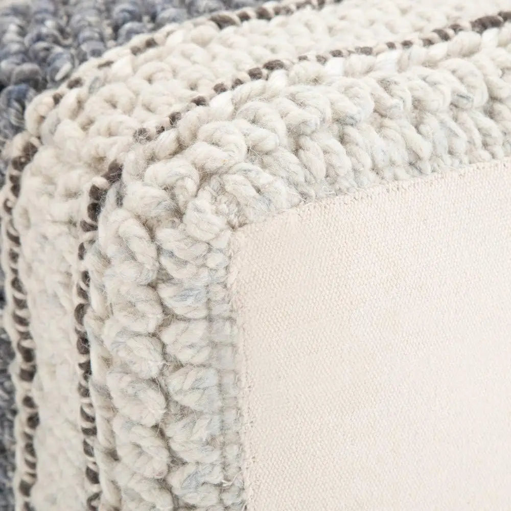 Handwoven Boho Square Pouf in Blue