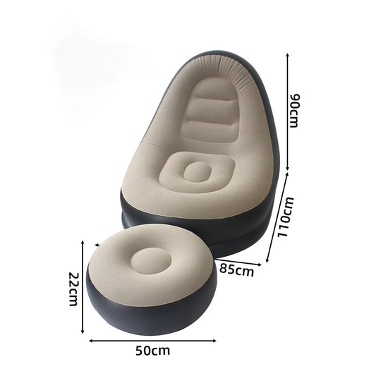 Inflatable Flocking Lazy Sofa Set with Foot Stool