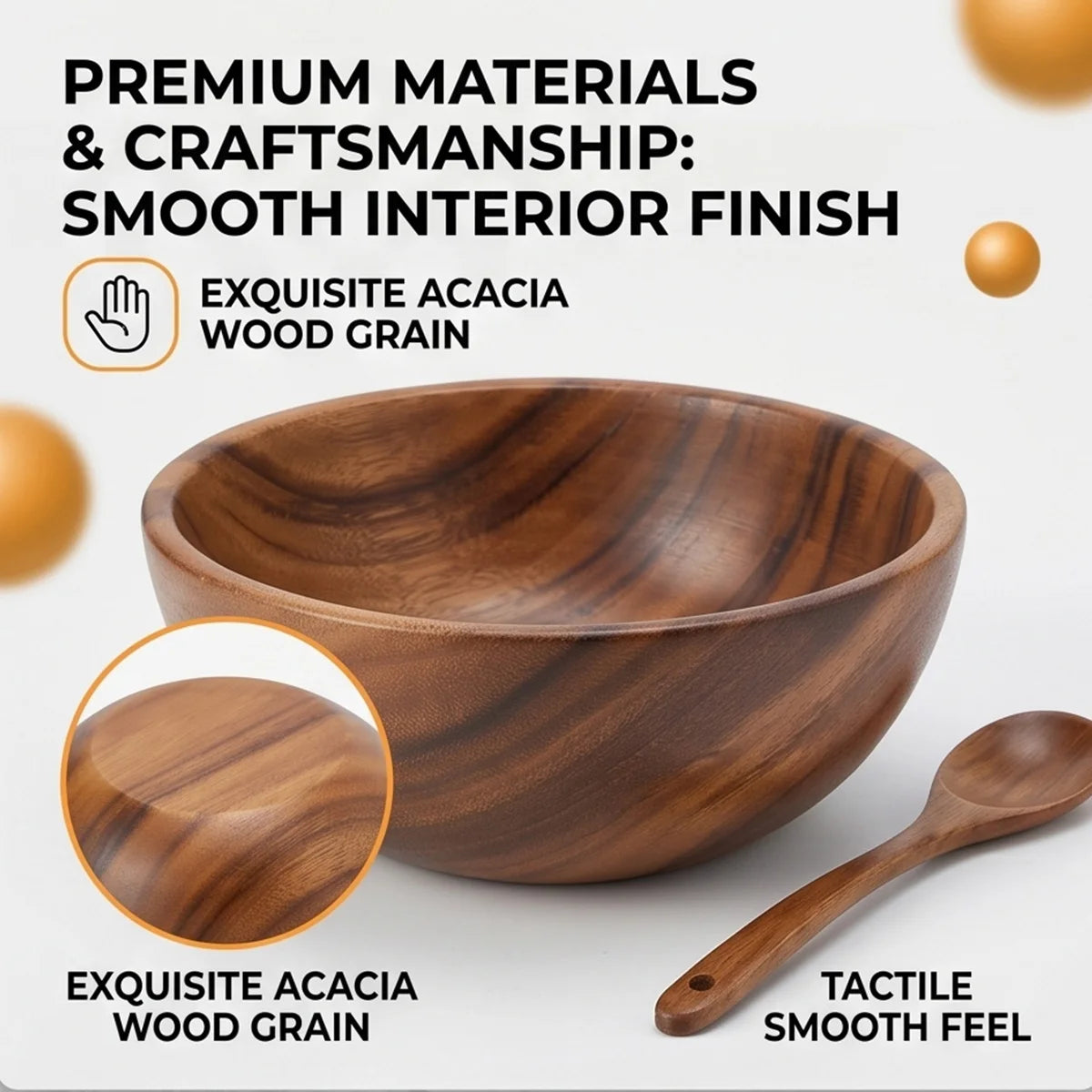 Acacia Wood Multipurpose Serving Bowl for Serving Salads, Snacks, Fruits and more