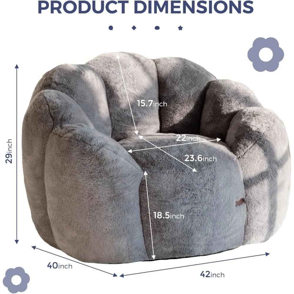 Bean Bag Chair Ultra Soft Faux Fur Floor Sofa