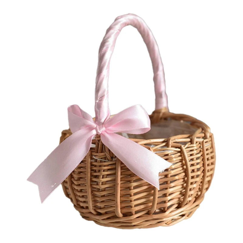 Hand-woven Basket With Handle Wicker Sundries Basket