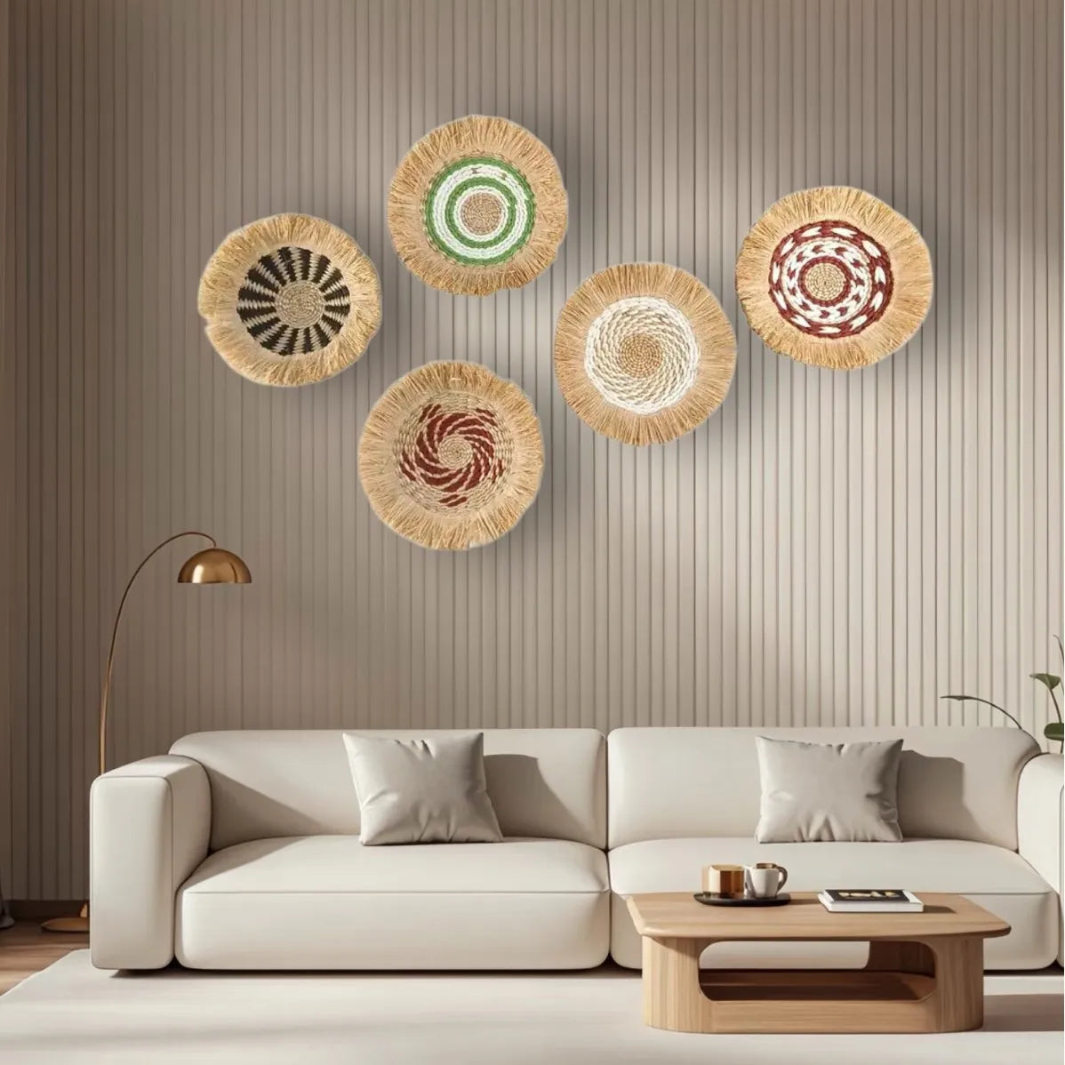 Boho Straw Wall Decor Grass Weaving Woven Tassel Wall Hanging