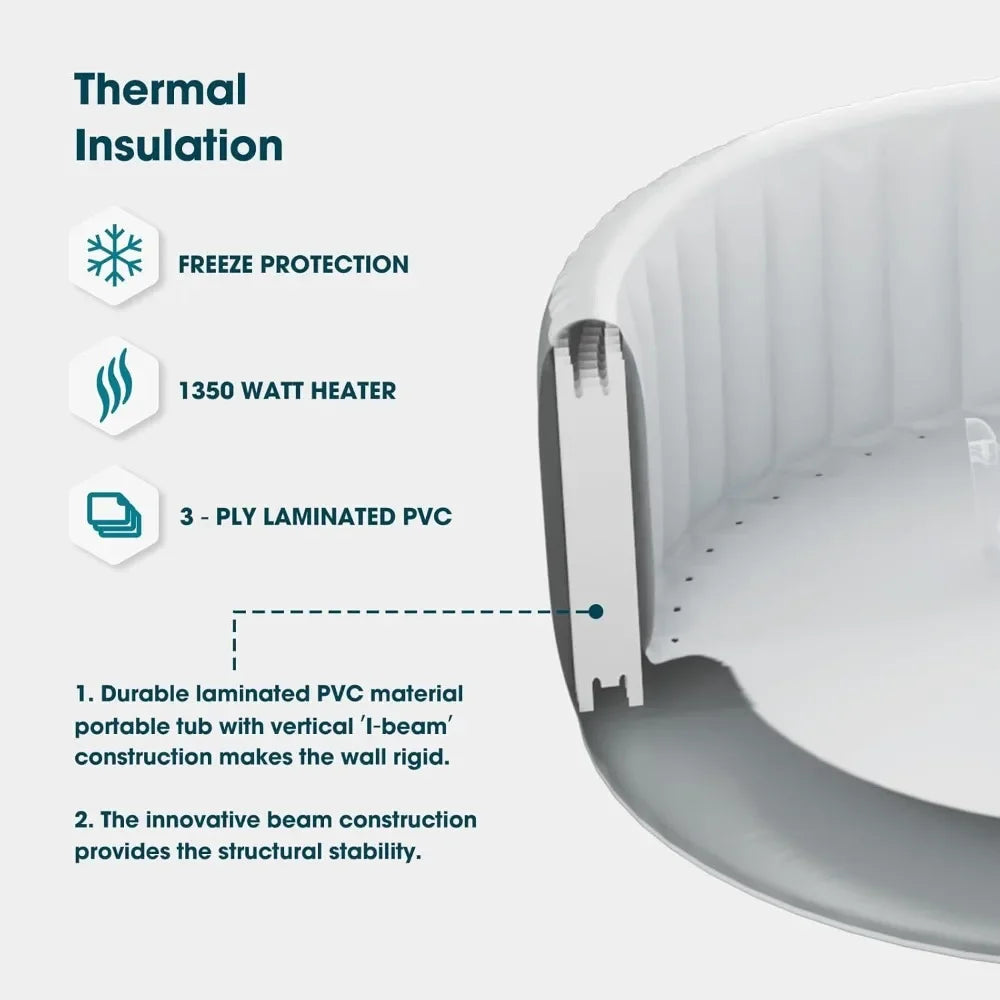 Inflatable Hot Tub 4 To 6 Person, Blow Up Spa Square