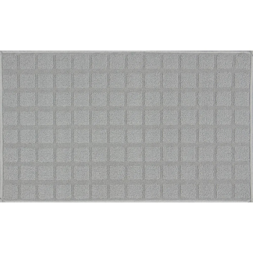Area Rug Gray Woven Grid Machine Washable