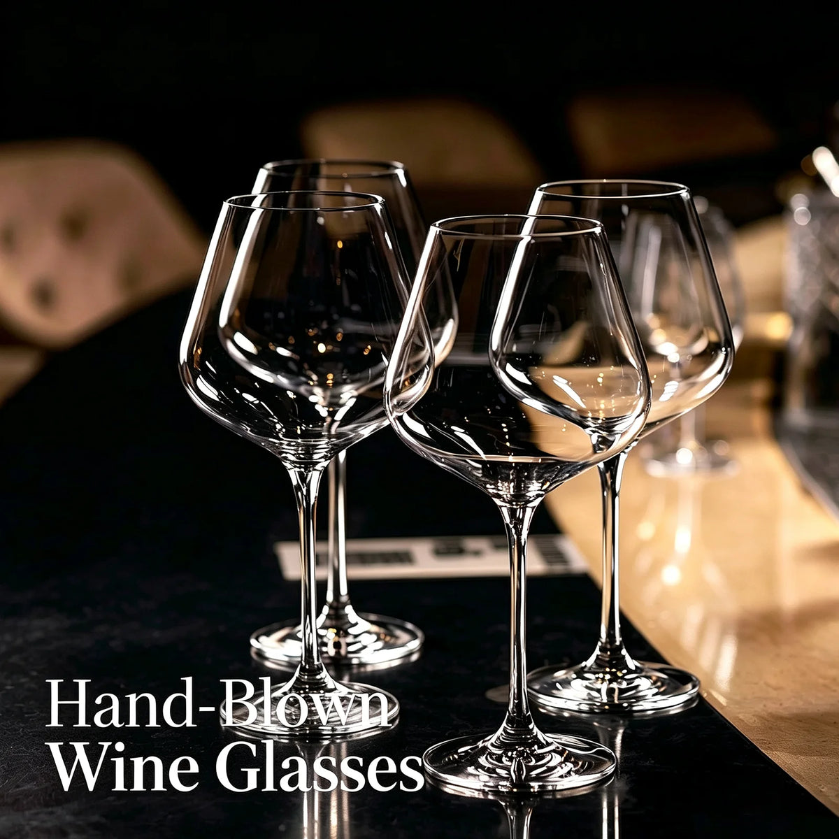 Hand Blown Red Wine Glasses Set of 4,23 oz Crystal  Long Stem,Lead-Free