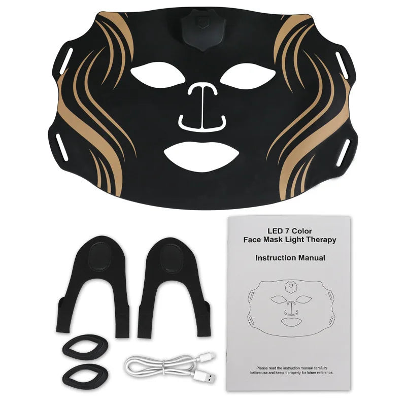 USB Rechargeable 7 Colors LED Face Mask Silicone Red Light Therapy