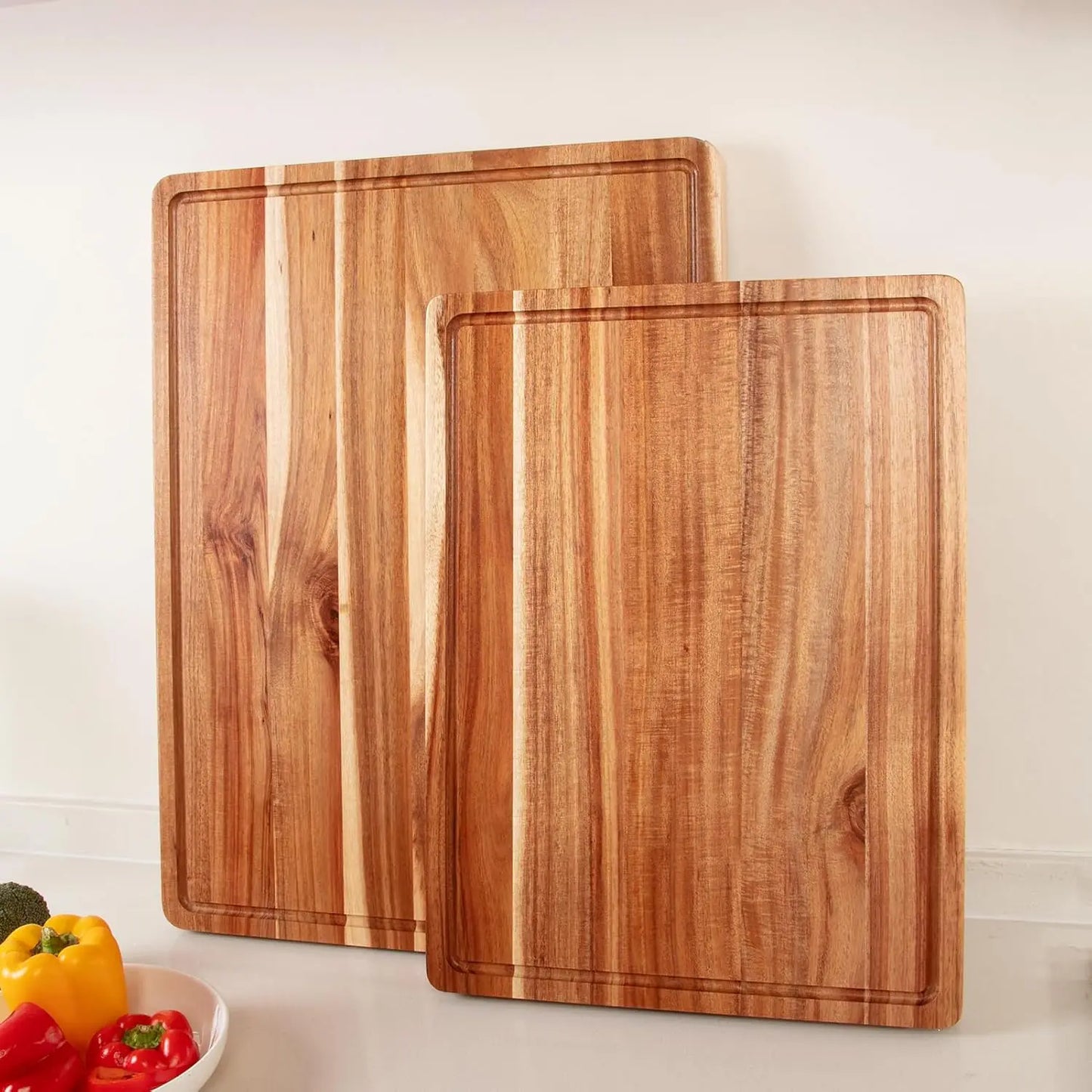 XL Acacia Wood Cutting Board Thick with Side Handles
