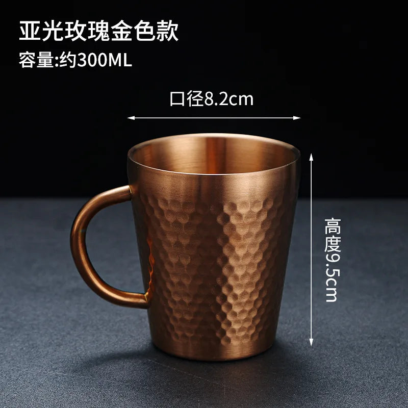 Gold 304 Stainless Steel Beer Mug Water Cups with Handle