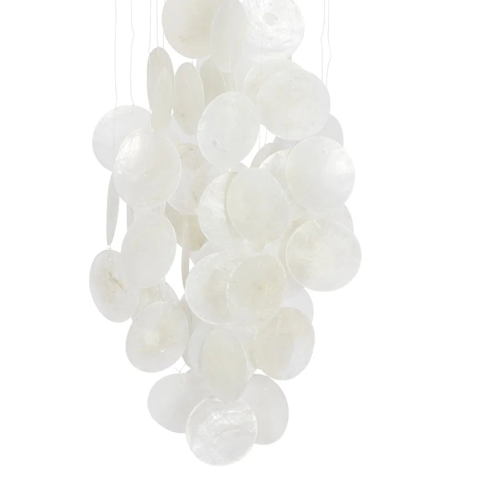 27 Inch White Capiz Shell Waterfall Wind Chime