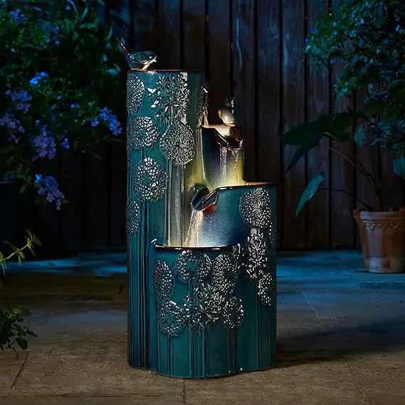 31.75" H Outdoor Water Fountain with LED Lights and Pump