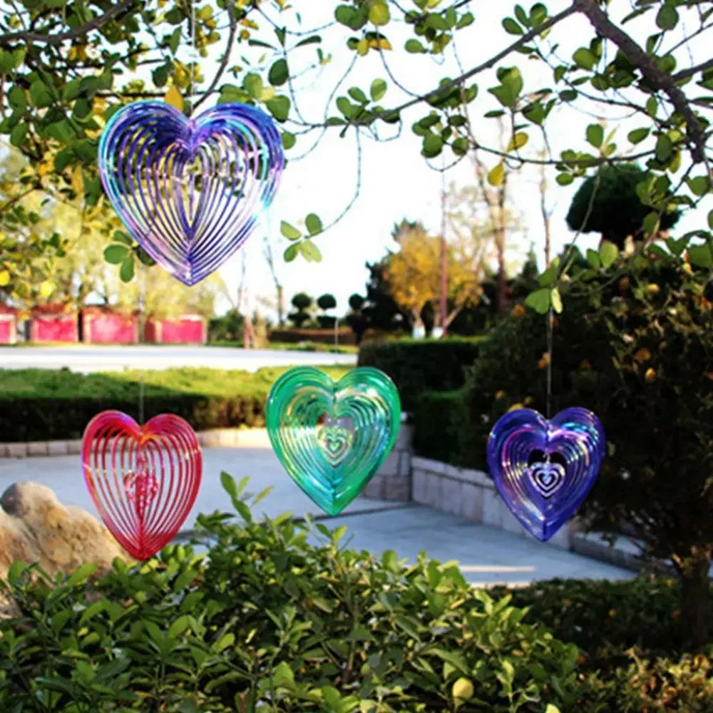 Metal Wind Chime Beating Heart Love Rotating Wind Chime